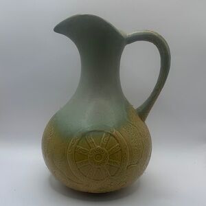 Artisan Green and Tan Ceramic Vase